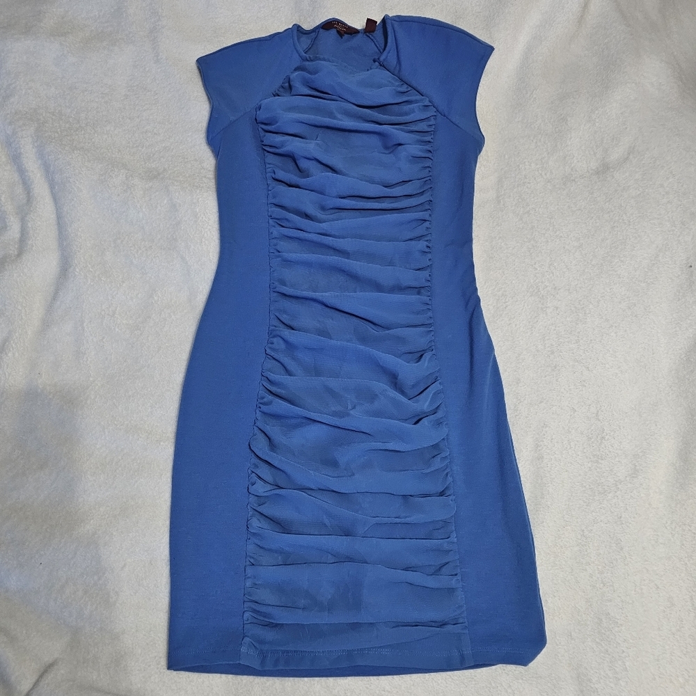 Ted baker foxbery Light Blue bodycon dress Size 0 Ruched Periwinkle